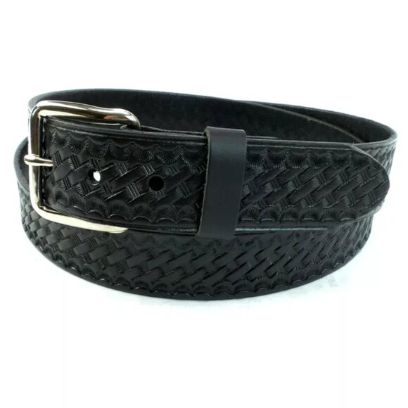 Men's Black Genuine Leather Belt Basket Weave Design 💸 - Picture 4 of 4